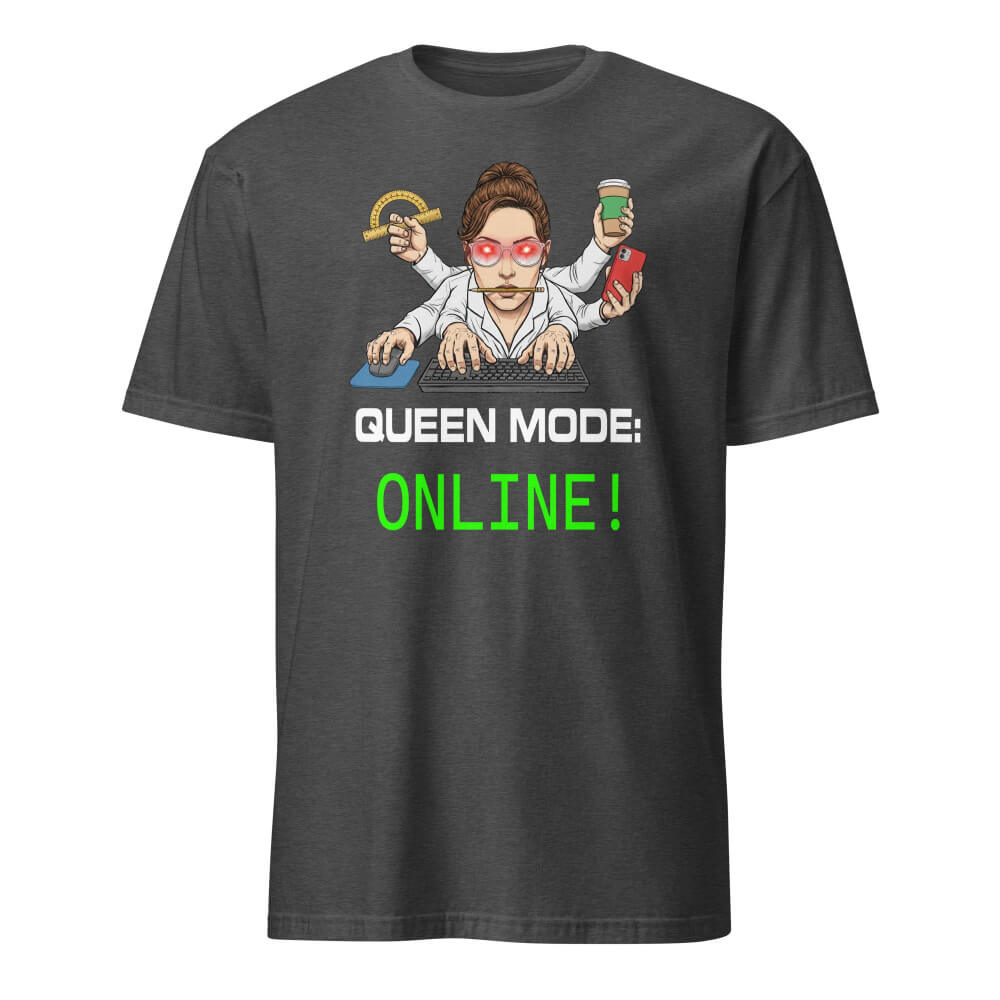 Sovereign Emblem "Queen Mode Online Tee" in Onyx Mild Heather