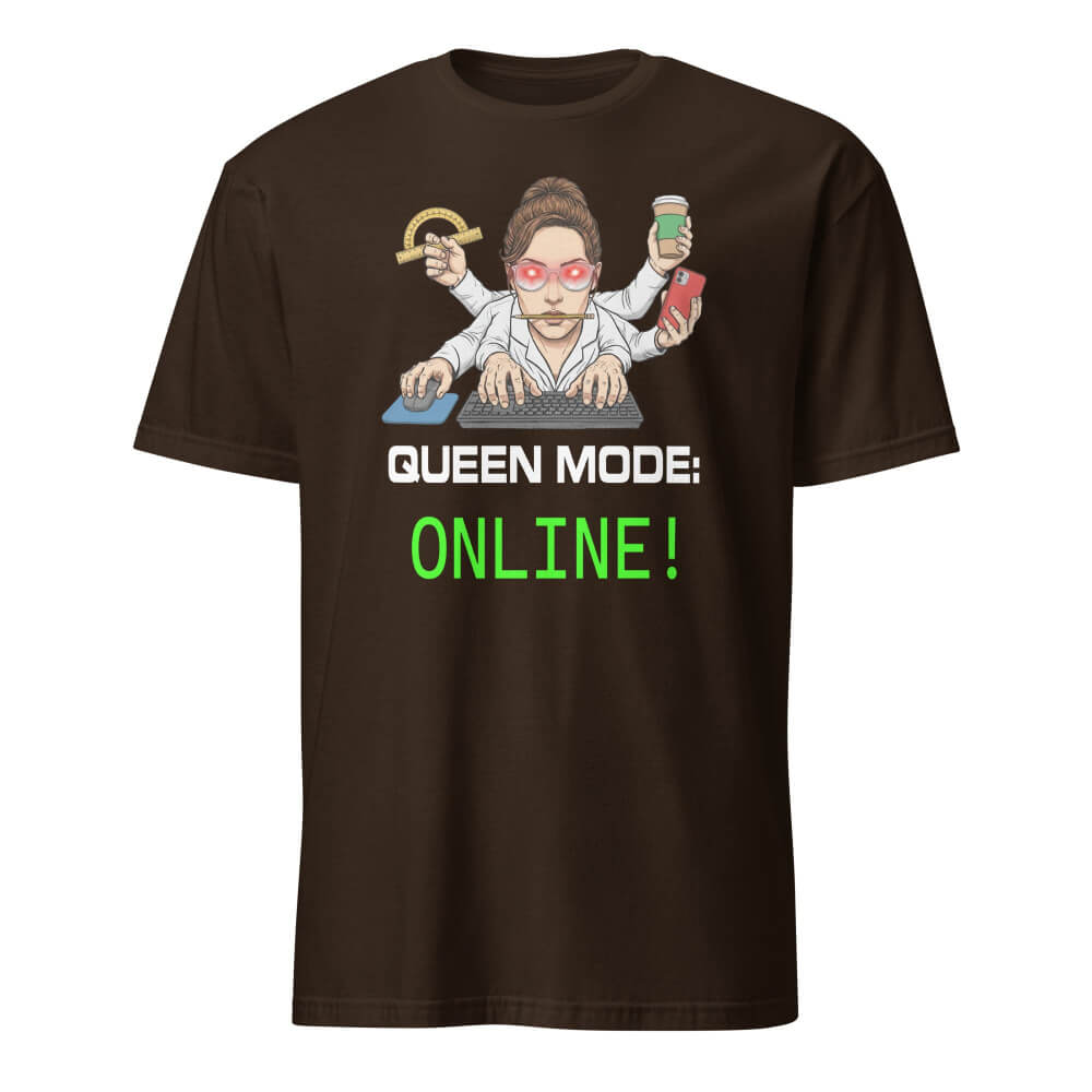 Sovereign Emblem "Queen Mode Online Tee" in Espresso Brown