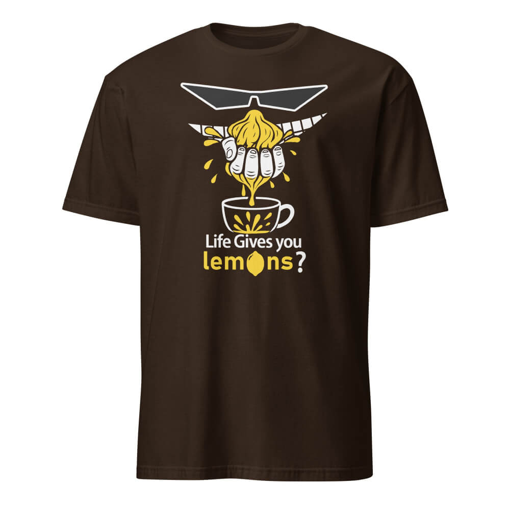 Sovereign Emblem "Life Gives You Lemons?" t-shirt in Espresso Brown.