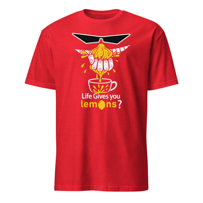 Sovereign Emblem "Life Gives You Lemons?" t-shirt in Racer Red.