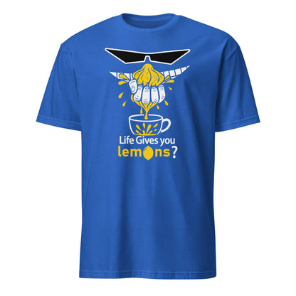 Sovereign Emblem "Life Gives You Lemons?" t-shirt in Royal Blue.